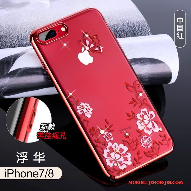 iPhone 8 Rood Anti-fall Nieuw Luxe Met Strass Hanger Hoesje Telefoon