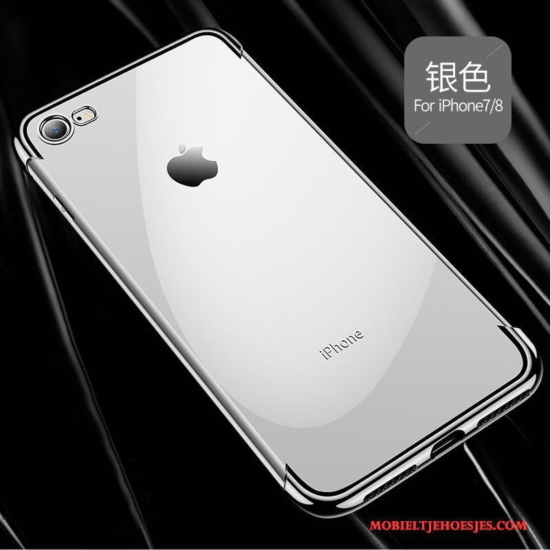 iPhone 8 Siliconen Hoesje Telefoon Trendy Merk Anti-fall Rood Zacht Doorzichtig