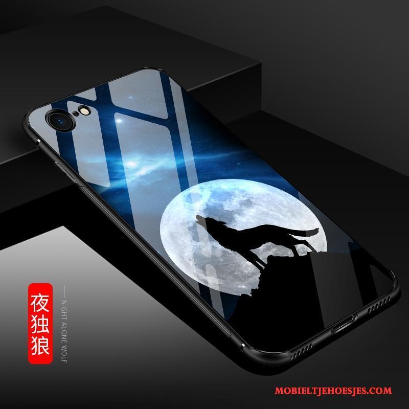 iPhone 8 Tijger Hoesje Telefoon Wolf Gehard Glas Lovers Purper Trendy Merk