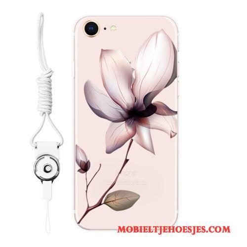 iPhone 8 Zacht All Inclusive Hoesje Telefoon Roze Reliëf Hanger Bescherming