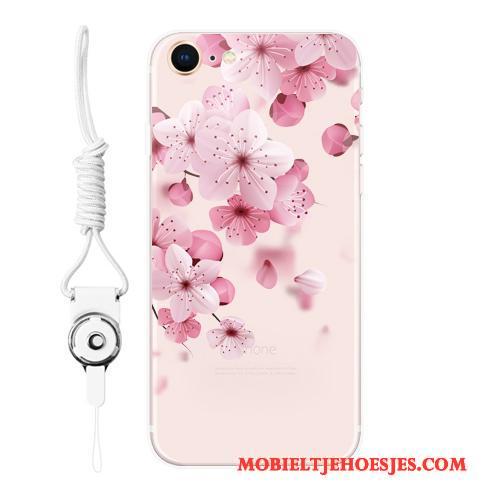 iPhone 8 Zacht All Inclusive Hoesje Telefoon Roze Reliëf Hanger Bescherming