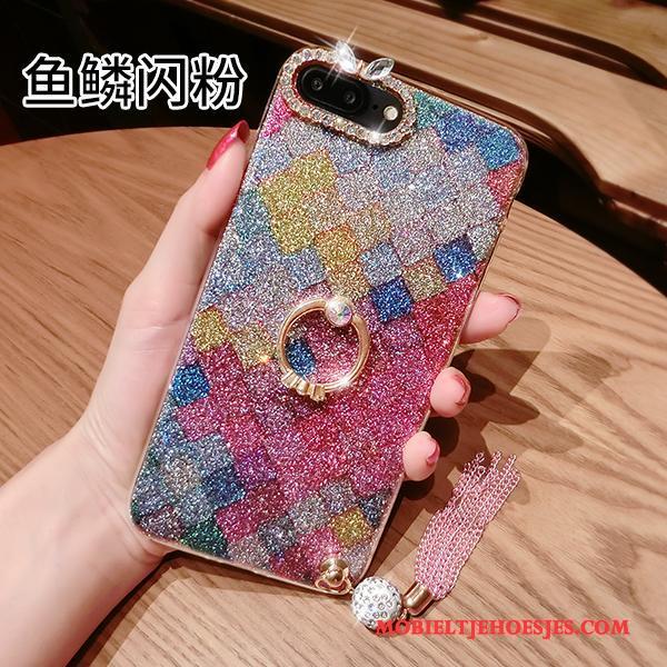 iPhone 8 Zacht Kleur Trendy Merk Anti-fall Hoesje Telefoon Roze Kwasten