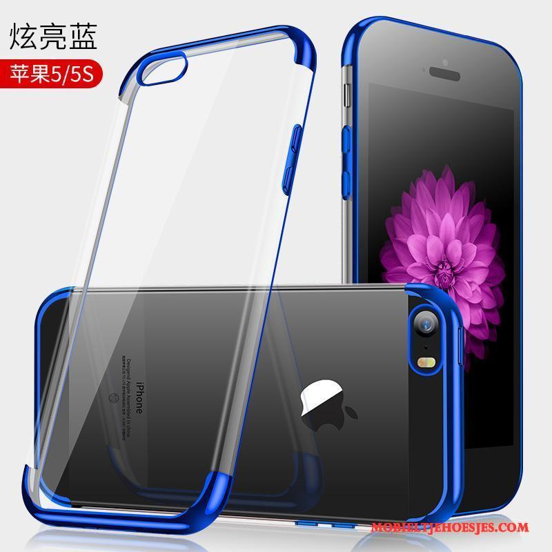 iPhone Se Blauw Doorzichtig Anti-fall Hoesje Telefoon Plating Zacht Trend