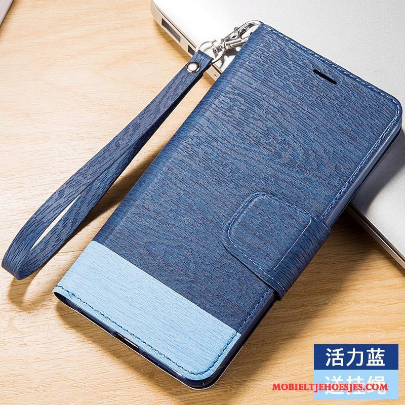 iPhone Se Blauw Hoes Leren Etui Hanger Diepe Kleur Zacht Hoesje Telefoon