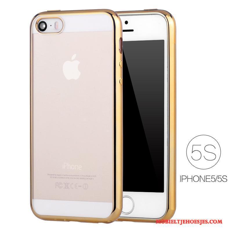 iPhone Se Dun Plating Doorzichtig Bescherming Goud Hoes Hoesje Telefoon