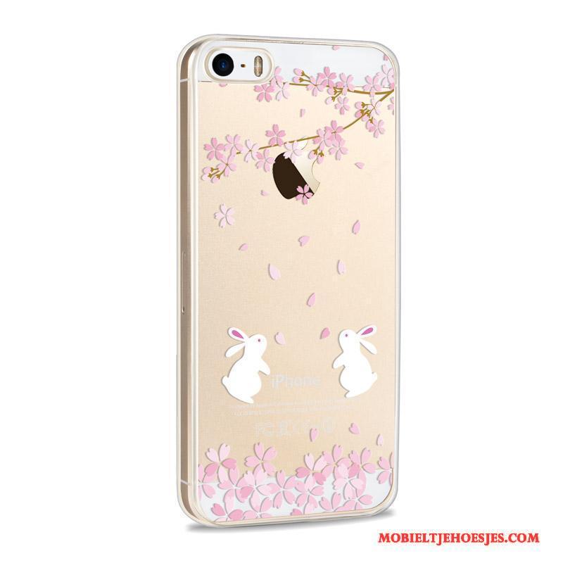 iPhone Se Hoesje Spotprent Purper Siliconen Hoes Mooie Anti-fall Trend