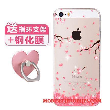 iPhone Se Hoesje Telefoon Eenvoudige Roze Siliconen Trend Super Schattig Spotprent