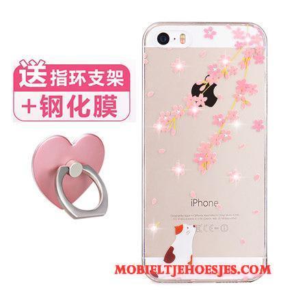 iPhone Se Hoesje Telefoon Eenvoudige Roze Siliconen Trend Super Schattig Spotprent