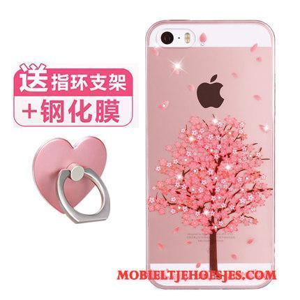 iPhone Se Hoesje Telefoon Eenvoudige Roze Siliconen Trend Super Schattig Spotprent