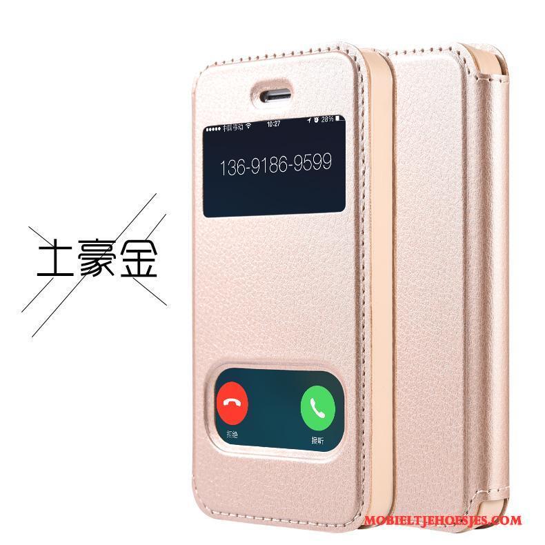 iPhone Se Hoesje Telefoon Mobiele Telefoon Leren Etui Bescherming Rood Roze Folio