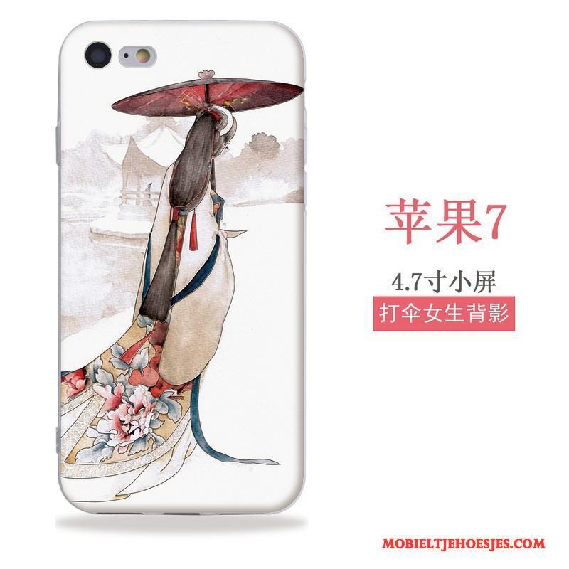 iPhone Se Hoesje Wind Chinese Stijl Reliëf Hanger Siliconen Zacht Hoes