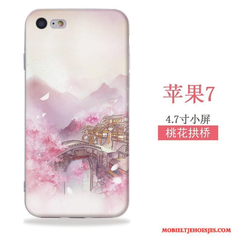 iPhone Se Hoesje Wind Chinese Stijl Reliëf Hanger Siliconen Zacht Hoes