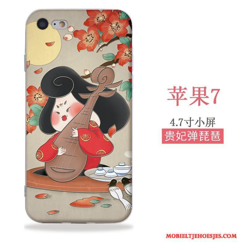 iPhone Se Hoesje Wind Chinese Stijl Reliëf Hanger Siliconen Zacht Hoes