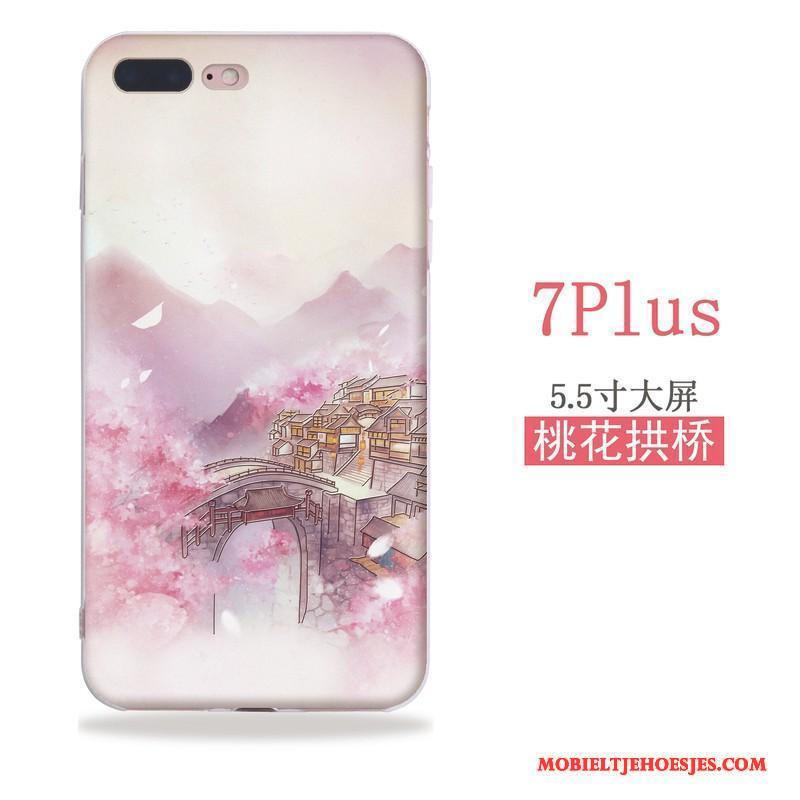 iPhone Se Hoesje Wind Chinese Stijl Reliëf Hanger Siliconen Zacht Hoes