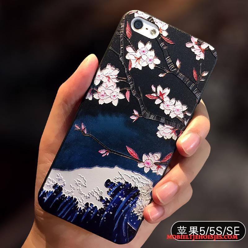 iPhone Se Zacht Chinese Stijl Eenvoudige Hoesje Telefoon Anti-fall Schrobben Siliconen