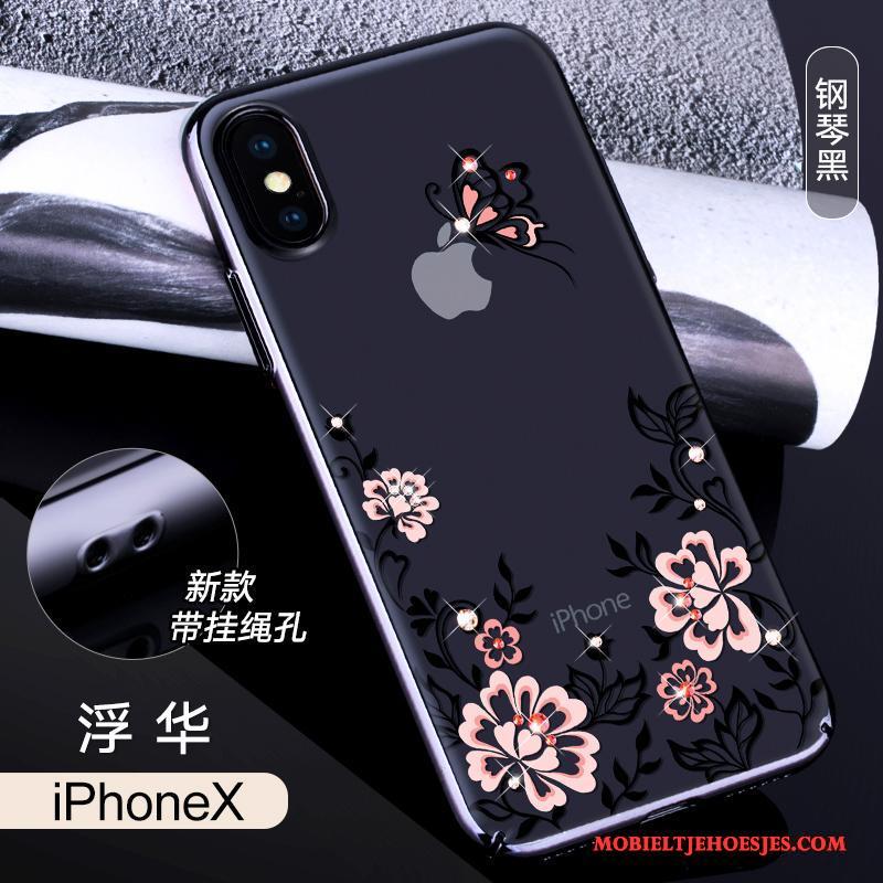 iPhone X All Inclusive Hoesje Telefoon Luxe Trendy Merk Roze Doorzichtig Met Strass