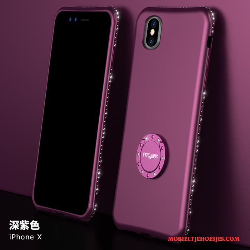 iPhone X All Inclusive Nieuw Trendy Merk Hoesje Telefoon Purper Dun Met Strass