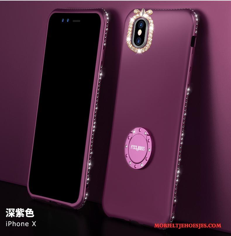 iPhone X All Inclusive Nieuw Trendy Merk Hoesje Telefoon Purper Dun Met Strass