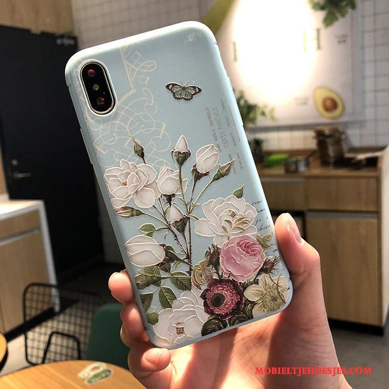 iPhone X Anti-fall Hanger Hoesje Telefoon Roze All Inclusive Reliëf Zacht