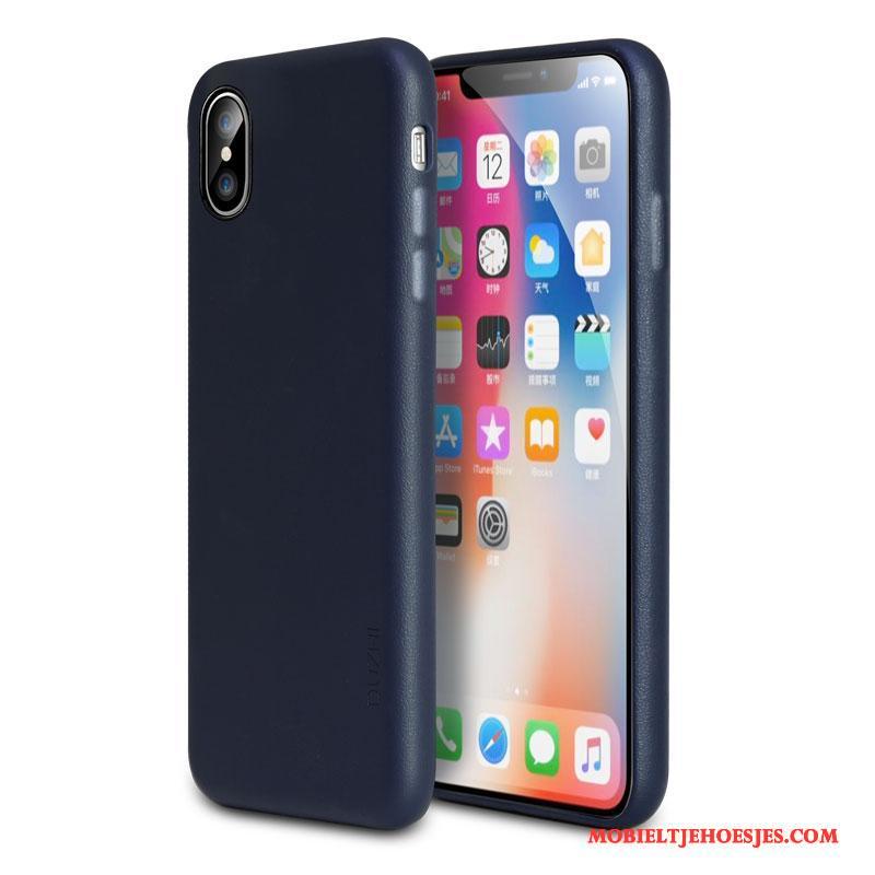 iPhone X Bescherming All Inclusive Anti-fall Trend Hoesje Telefoon Rood Leren Etui