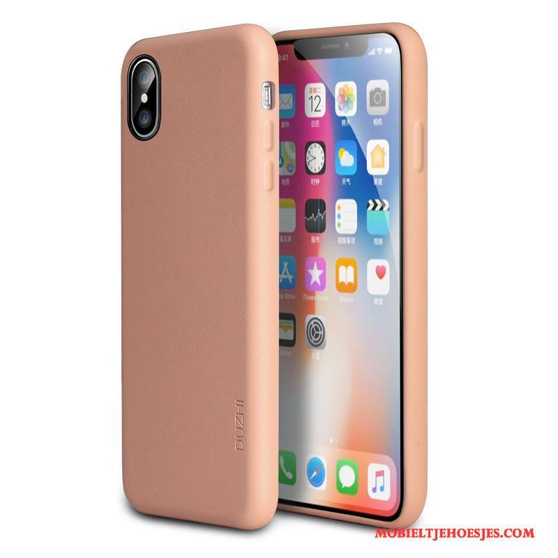 iPhone X Bescherming All Inclusive Anti-fall Trend Hoesje Telefoon Rood Leren Etui