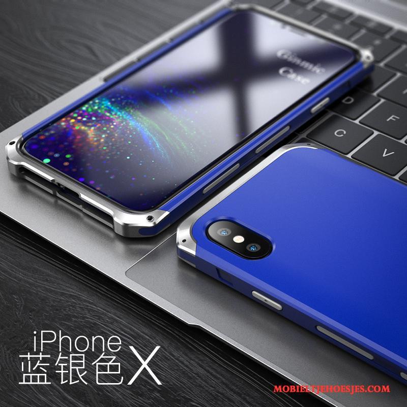 iPhone X Blauw Nieuw Schrobben Hoesje Telefoon All Inclusive Trend Anti-fall
