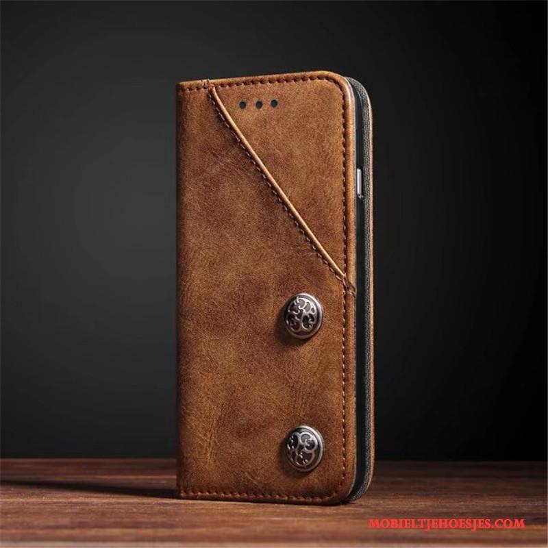 iPhone X Echt Leer Folio Hoes Hoesje Telefoon Kwaliteit Leren Etui Vintage