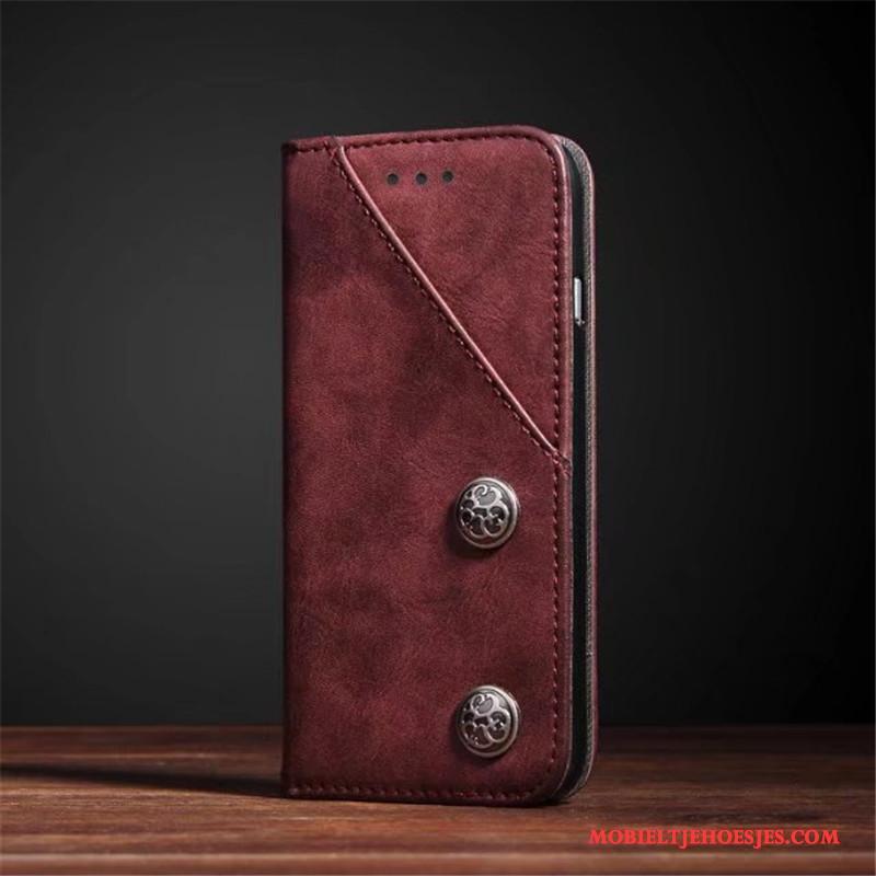 iPhone X Echt Leer Folio Hoes Hoesje Telefoon Kwaliteit Leren Etui Vintage