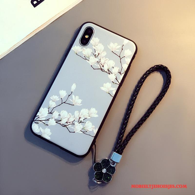 iPhone X Hanger Kunst Hoesje Telefoon Blauw Zacht Anti-fall Reliëf