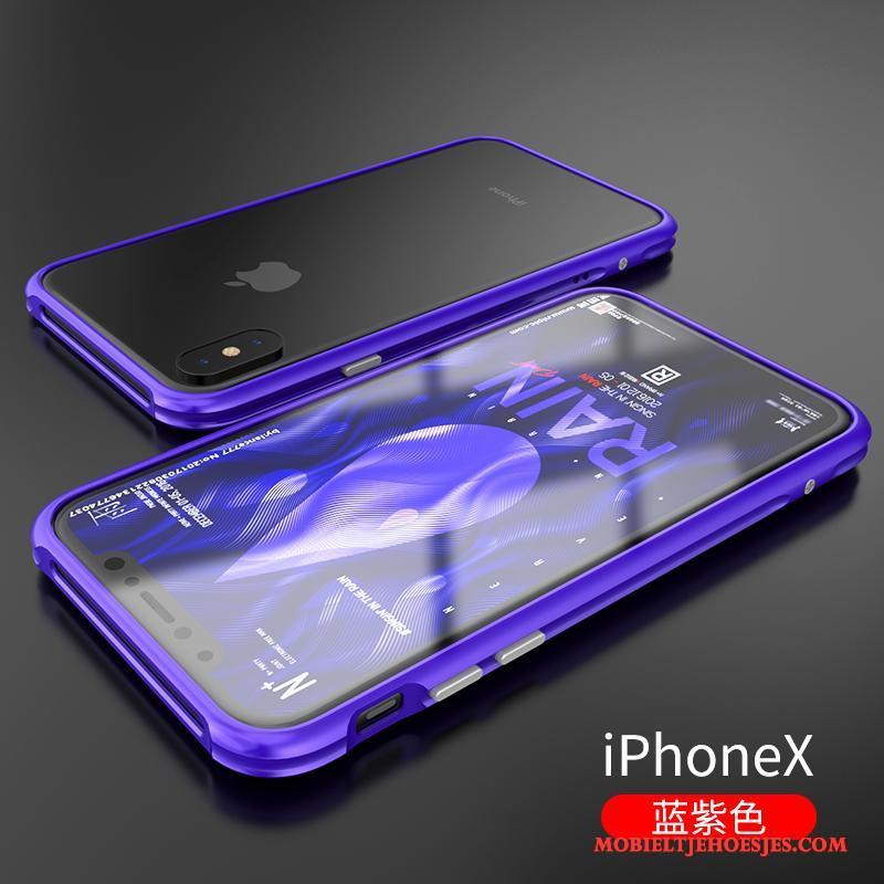 iPhone X Hoesje Anti-fall Trendy Merk Metaal Dun Omlijsting Nieuw Purper