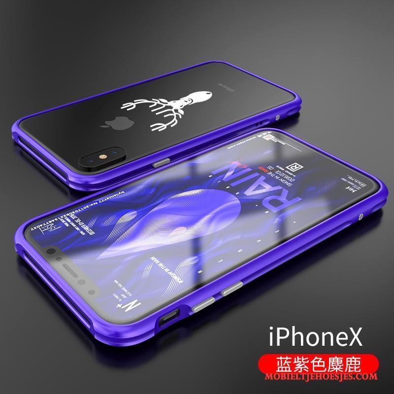 iPhone X Hoesje Anti-fall Trendy Merk Metaal Dun Omlijsting Nieuw Purper