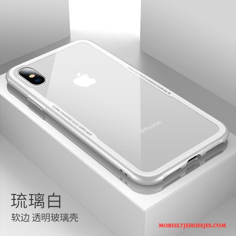 iPhone X Hoesje Dun Doorzichtig Hoes Rood Glas Siliconen Anti-fall