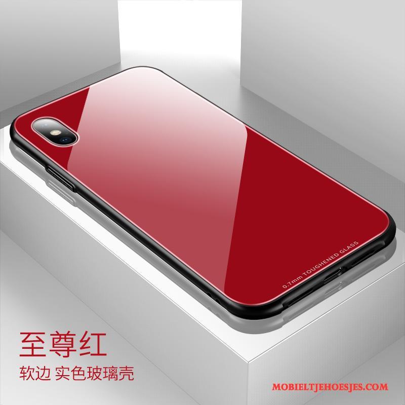 iPhone X Hoesje Dun Doorzichtig Hoes Rood Glas Siliconen Anti-fall