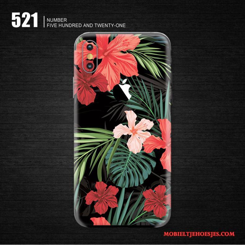 iPhone X Hoesje Geel Geschilderd Mobiele Telefoon Bescherming Skärmskydd Kunst Bloemen