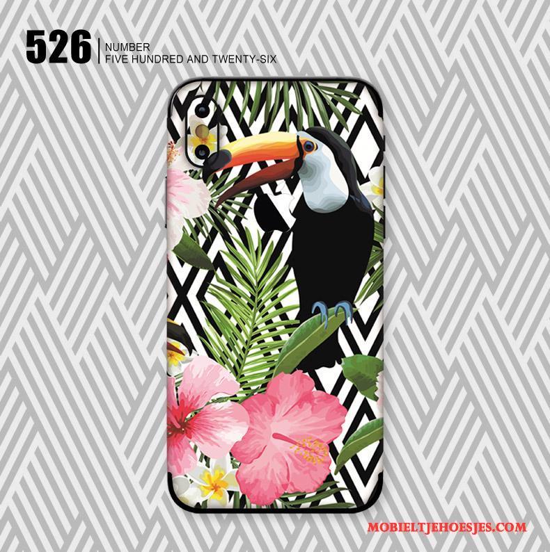 iPhone X Hoesje Geel Geschilderd Mobiele Telefoon Bescherming Skärmskydd Kunst Bloemen