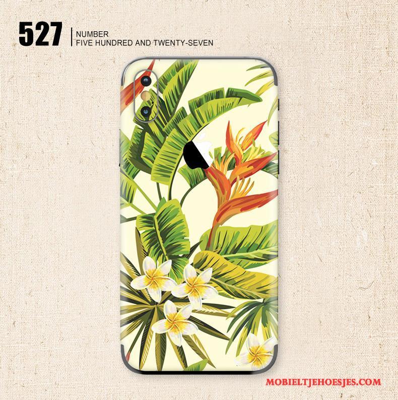 iPhone X Hoesje Geel Geschilderd Mobiele Telefoon Bescherming Skärmskydd Kunst Bloemen