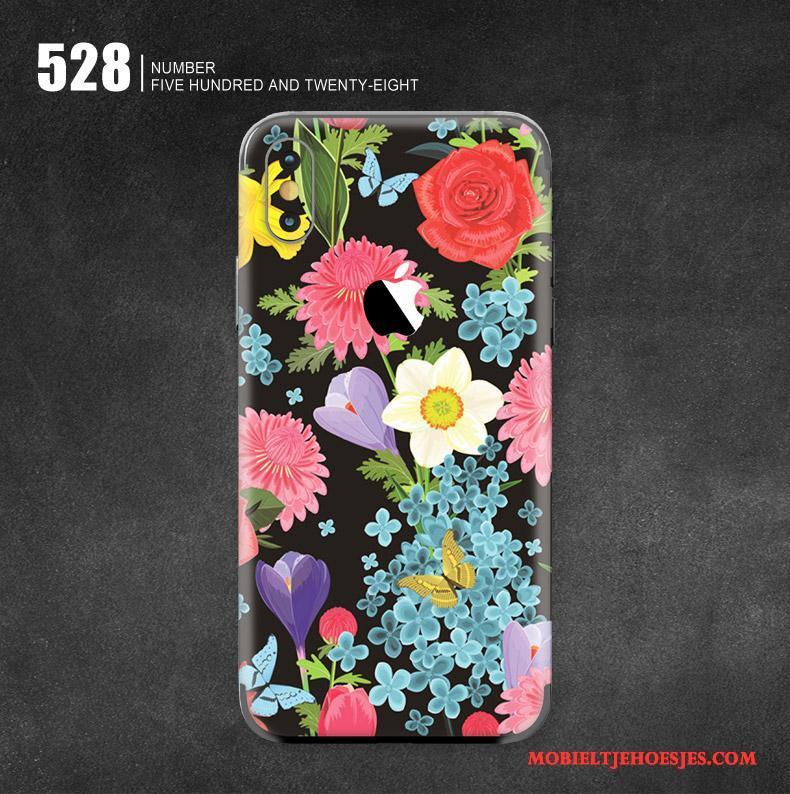 iPhone X Hoesje Geel Geschilderd Mobiele Telefoon Bescherming Skärmskydd Kunst Bloemen