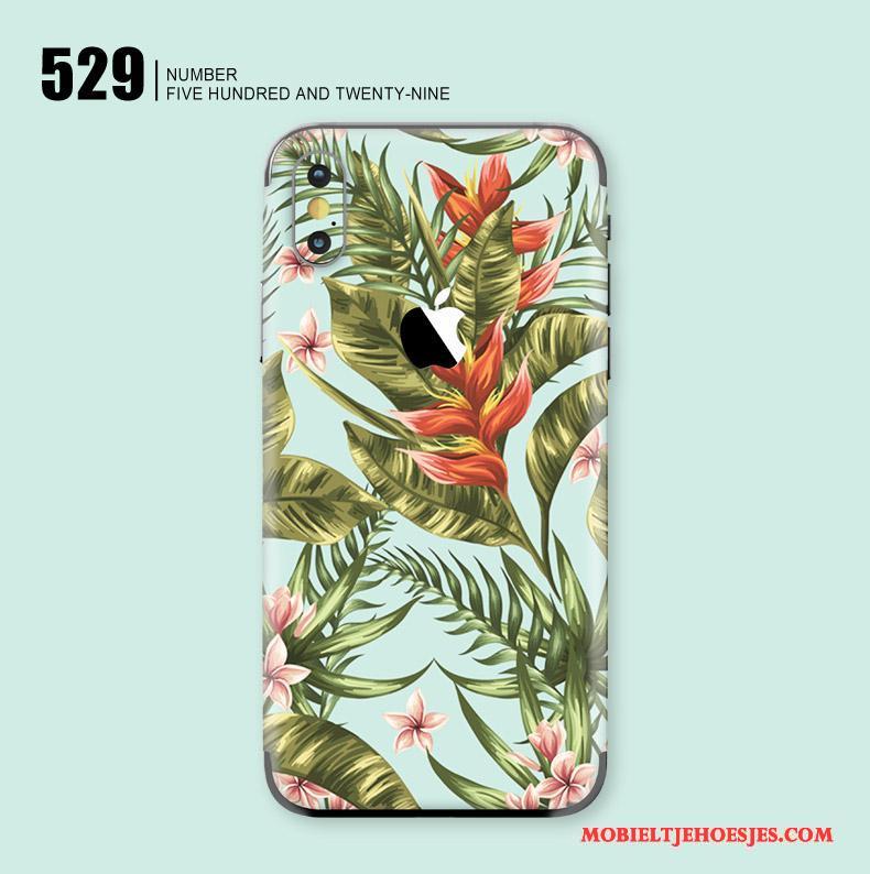 iPhone X Hoesje Geel Geschilderd Mobiele Telefoon Bescherming Skärmskydd Kunst Bloemen