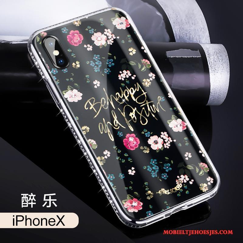 iPhone X Hoesje Nieuw Trendy Merk Met Strass All Inclusive Zwart Luxe Anti-fall