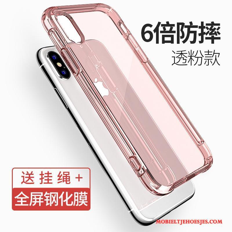 iPhone X Hoesje Siliconen Dun Purper Rood Trendy Merk Doorzichtig Zacht