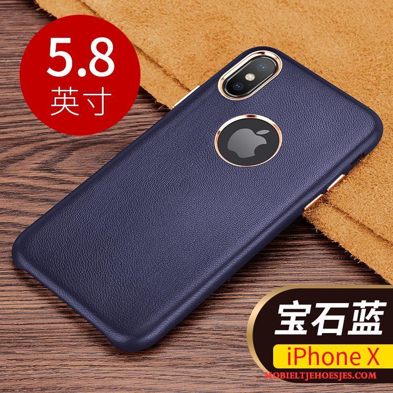 iPhone X Hoesje Telefoon Leren Etui Echt Leer High End Luxe Bescherming Anti-fall