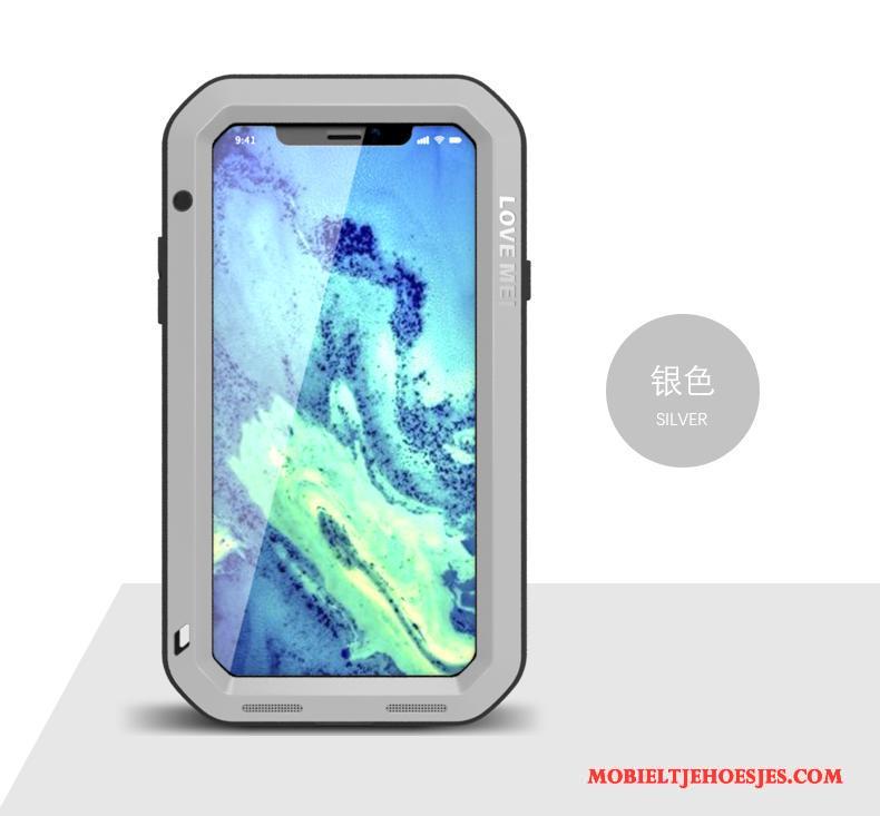 iPhone X Hoesje Telefoon Zilver Drie Verdedigingen Bescherming Decompressie Metaal Anti-fall