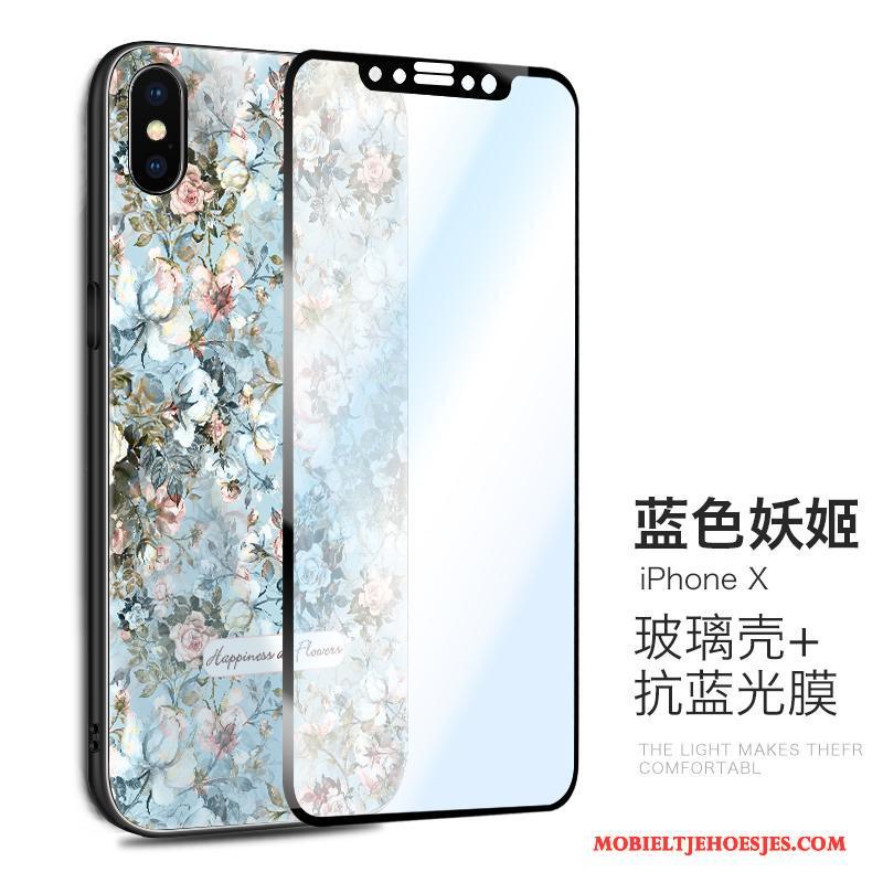 iPhone X Hoesje Trend Scheppend Glas Anti-fall All Inclusive Nieuw Siliconen