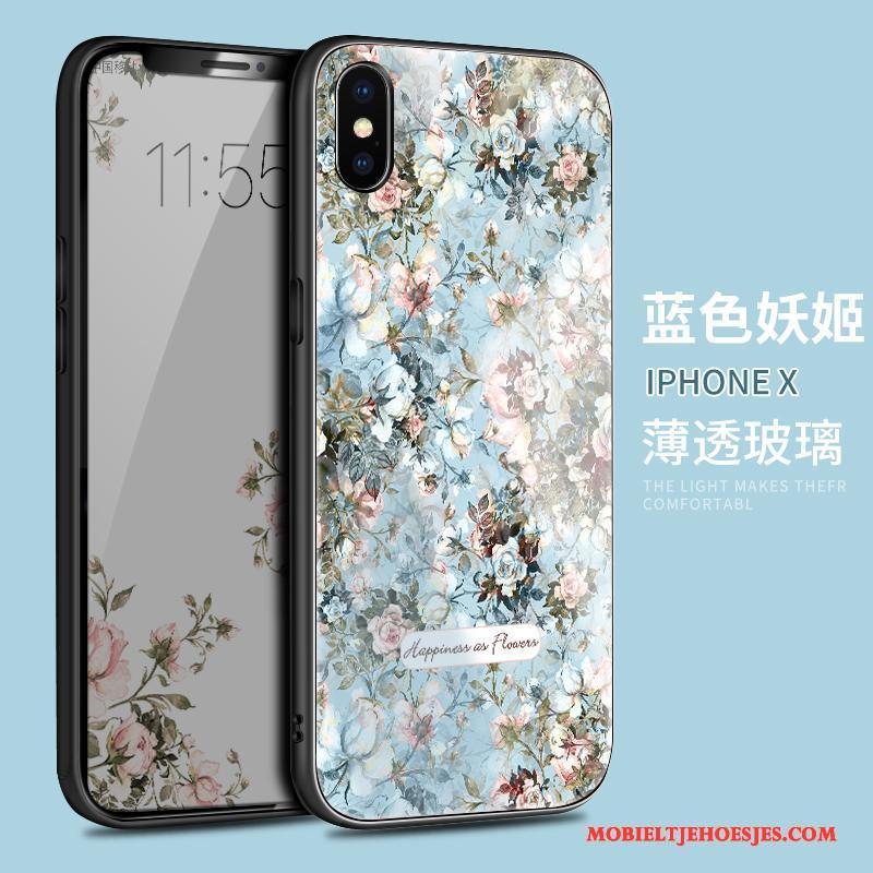 iPhone X Hoesje Trend Scheppend Glas Anti-fall All Inclusive Nieuw Siliconen