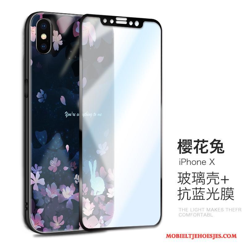 iPhone X Hoesje Trend Scheppend Glas Anti-fall All Inclusive Nieuw Siliconen