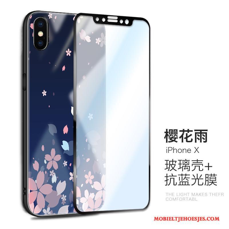 iPhone X Hoesje Trend Scheppend Glas Anti-fall All Inclusive Nieuw Siliconen