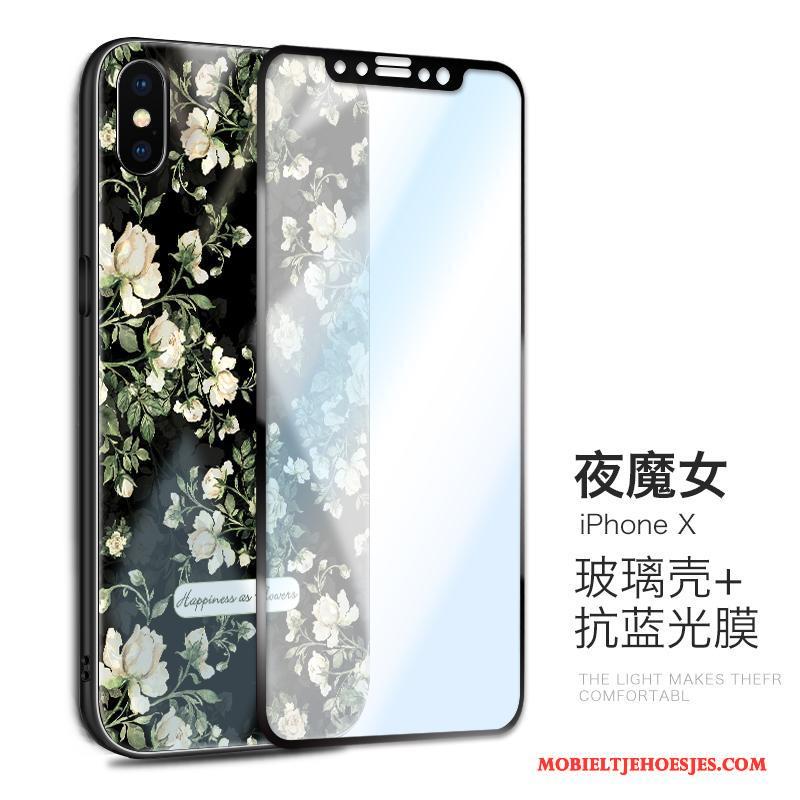 iPhone X Hoesje Trend Scheppend Glas Anti-fall All Inclusive Nieuw Siliconen