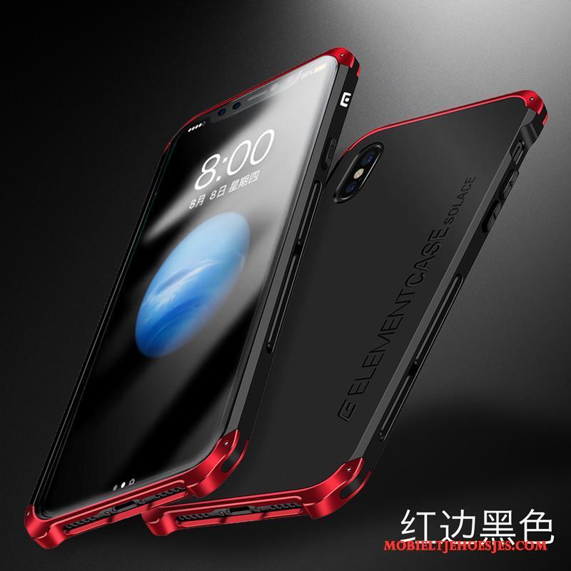 iPhone X Hoesje Trendy Merk Telefoon Rood Anti-fall Metaal Siliconen