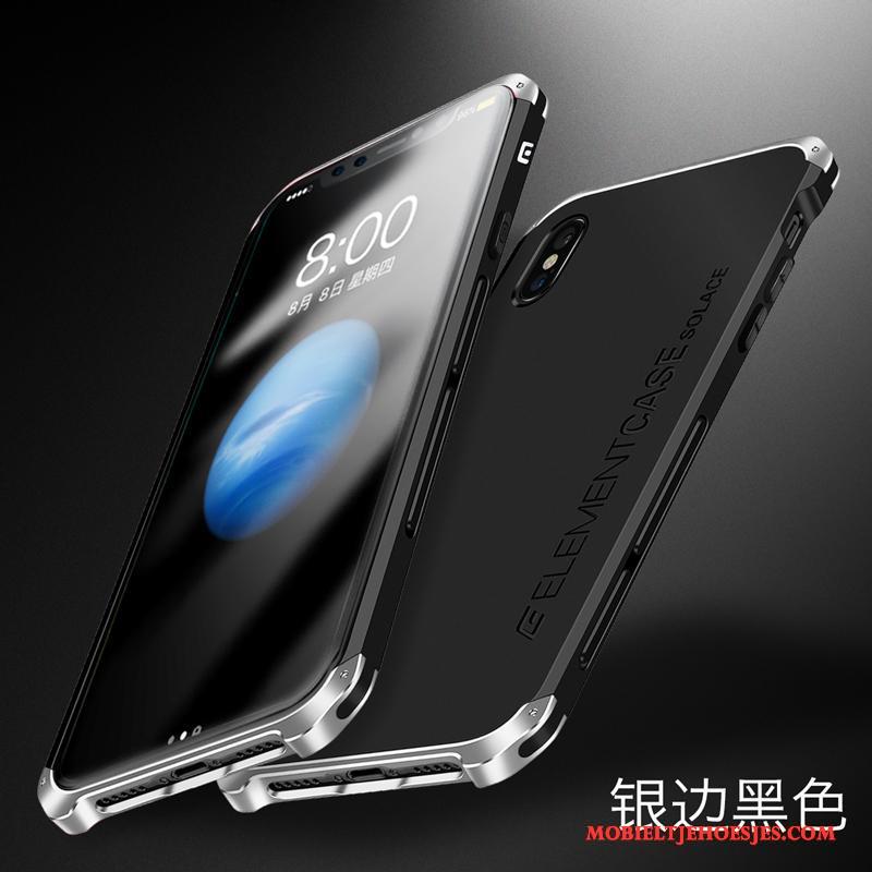 iPhone X Hoesje Trendy Merk Telefoon Rood Anti-fall Metaal Siliconen