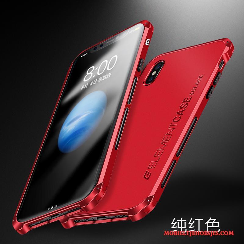 iPhone X Hoesje Trendy Merk Telefoon Rood Anti-fall Metaal Siliconen